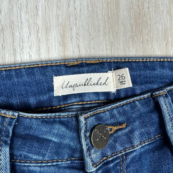 Unpublished Mid Rise Bootcut Raw Ankle 70's Retro Boho Casual Denim Jeans 26 - Picture 13 of 15